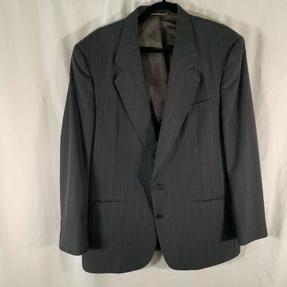 Christian Dior Monsieur Blazer Mens 44R Grey Striped Wool 2 Button Front Pockets - Picture 1 of 8